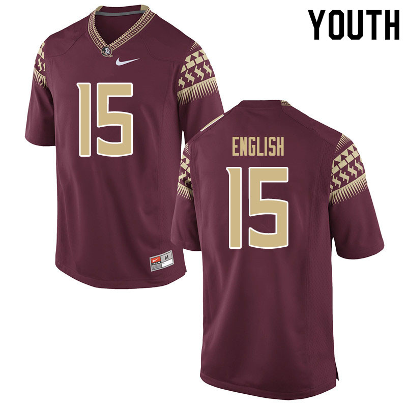 Youth #15 Gino English Florida State Seminoles College Football Jerseys Sale-Garnet - Click Image to Close